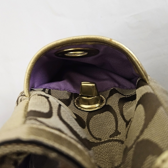 Coach Mosaic Leather Patchwork Shoulder Tote Bag in Gold and Tan F0993-F14004 - Picture 7 of 17